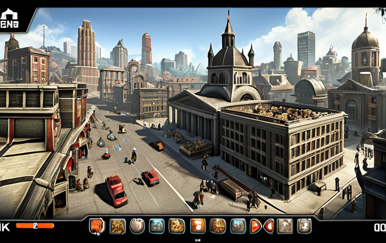 **Age of Z Origins In-Game Event:** A bustling cityscape in Age of Z Origins, highlighting various in-game event icons and rewards, showcasing the excitement and opportunity to earn loot. Include happy players interacting within the game interface.